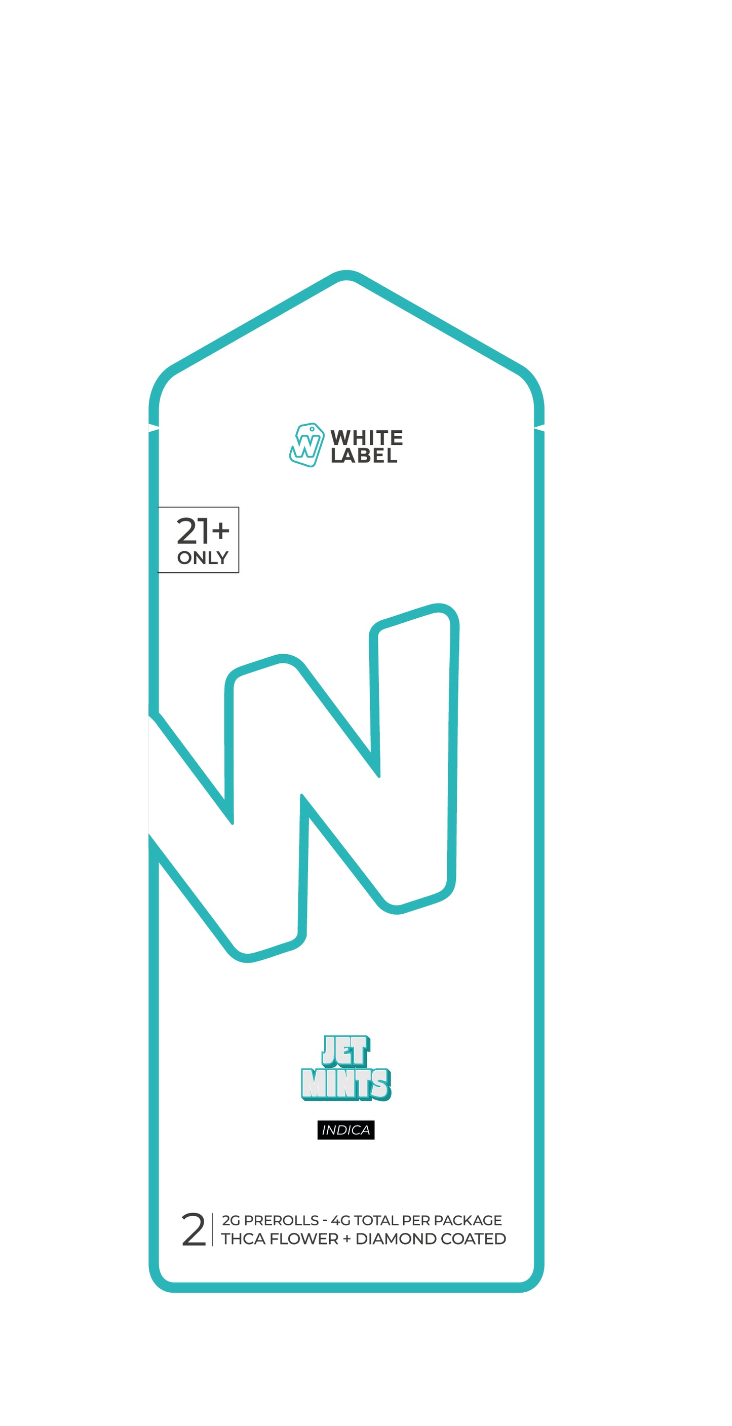 WHITE LABEL 2-X-2 GRAM PRE-ROLLZ (JET MINTS) Indica
